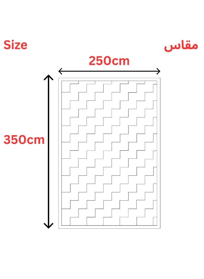 SMART HOME Large padded floor mat with a soft velvet surface and non-slip backing - Living room rug - Majlis rug - Lounge rug - Luxurious decorative rug - Elegant rug with modern patterns for living rooms and majlis - Size 350x250 cm - Suitable for everyday use and entertaining - Image 3